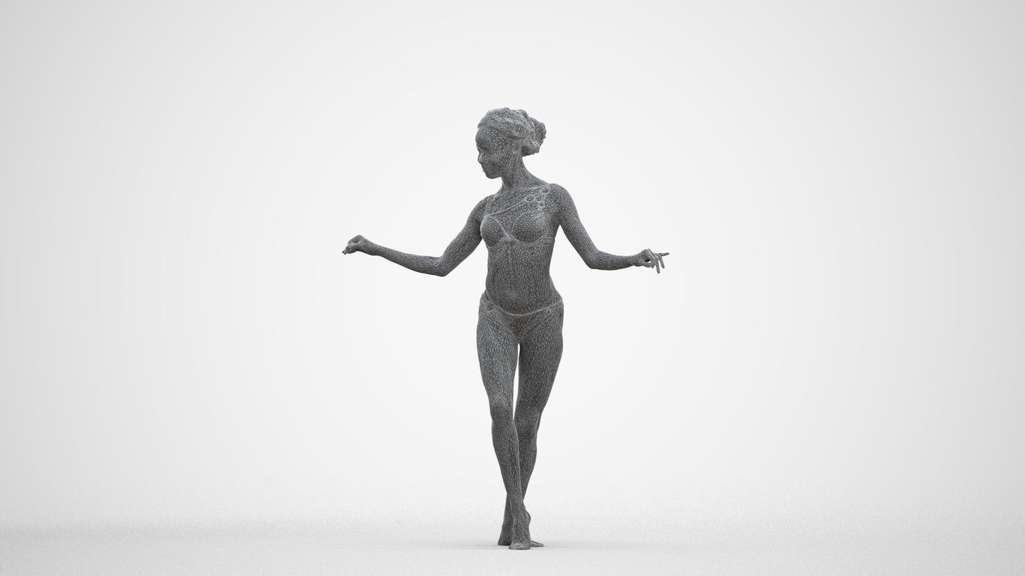 3D people model woman pool, scanned human for 3ds Max rendering, three-quarter front view render