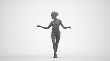 3D people model woman pool, scanned human for 3ds Max rendering, three-quarter front view render