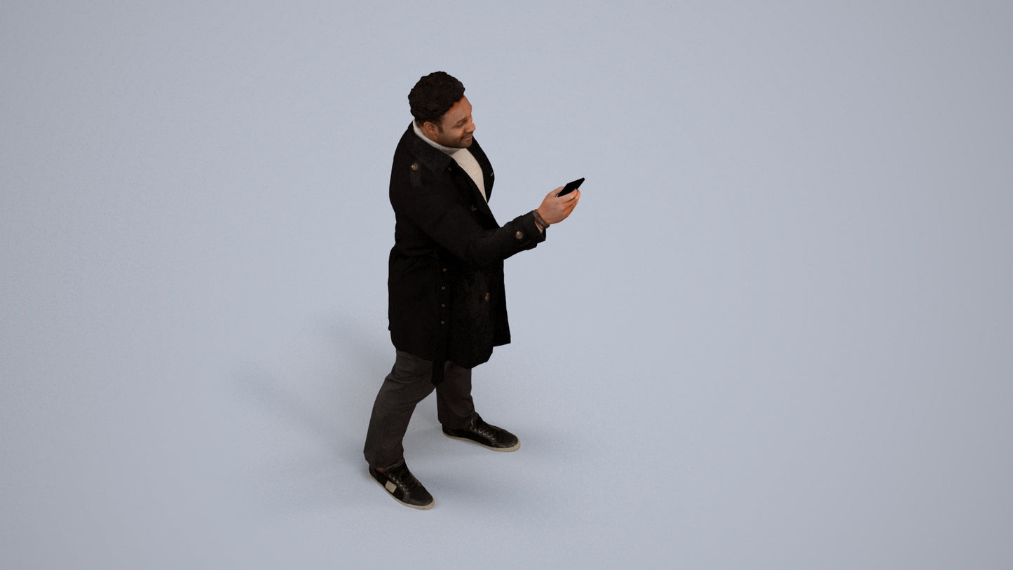 photogrammetry 3D man casual standing, realistic human model archviz FBX, back view render