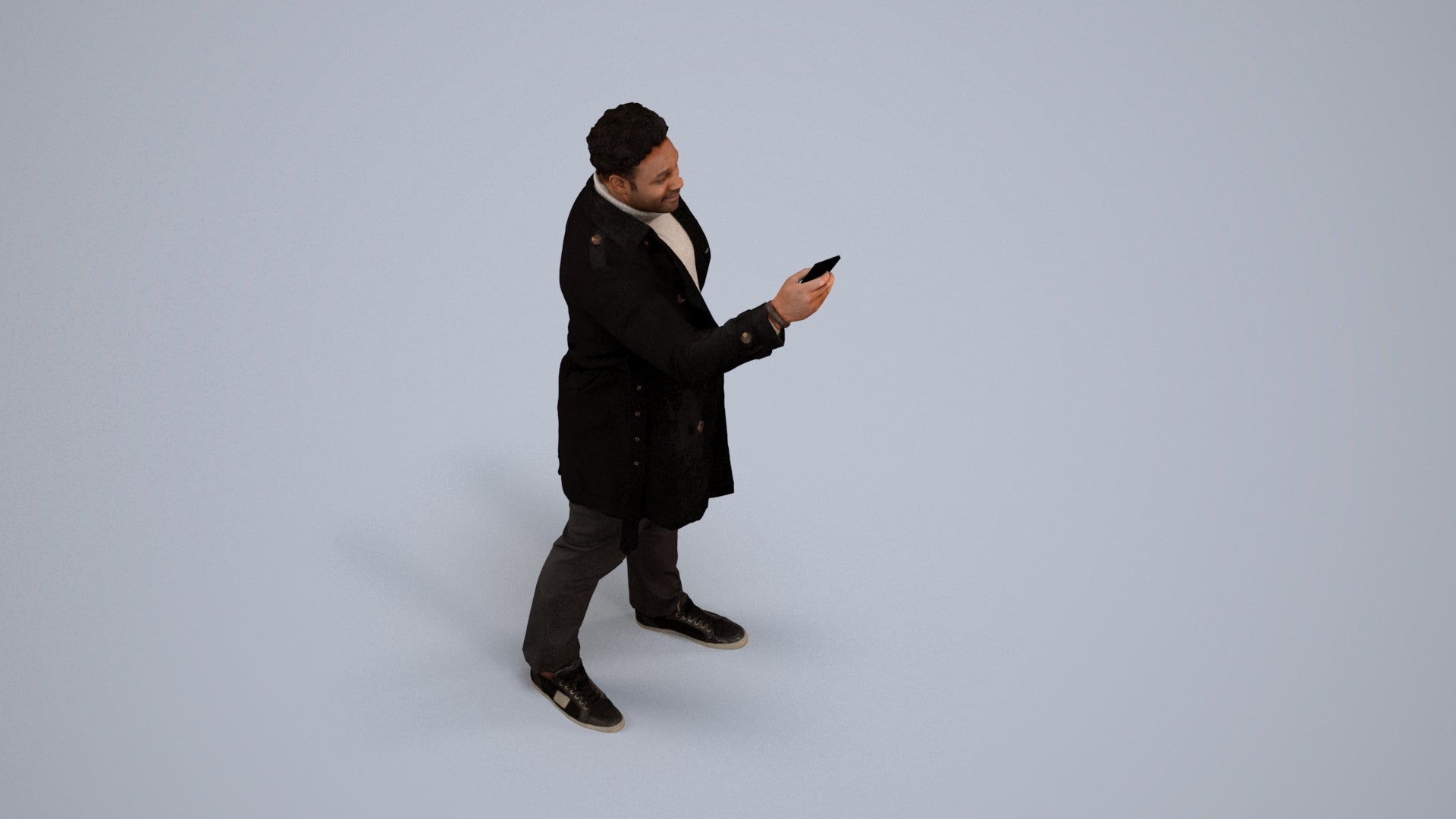 photogrammetry 3D man casual standing, realistic human model archviz FBX, back view render