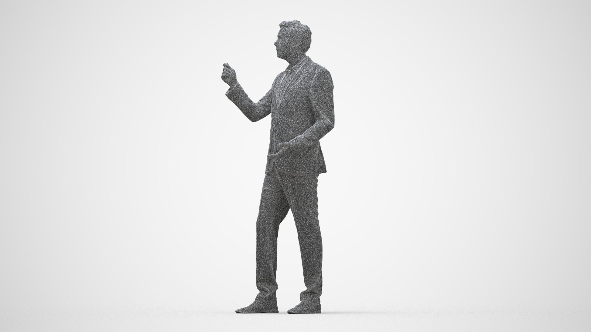 realistic 3D human man business, archviz people FBX OBJ for Blender, wireframe back view
