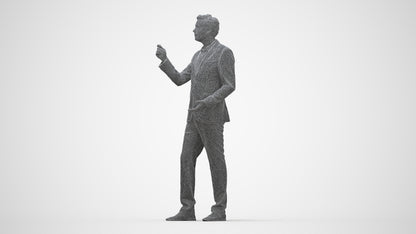realistic 3D human man business, archviz people FBX OBJ for Blender, wireframe back view