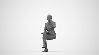 photogrammetry 3D woman business, realistic human model archviz FBX, wireframe back view