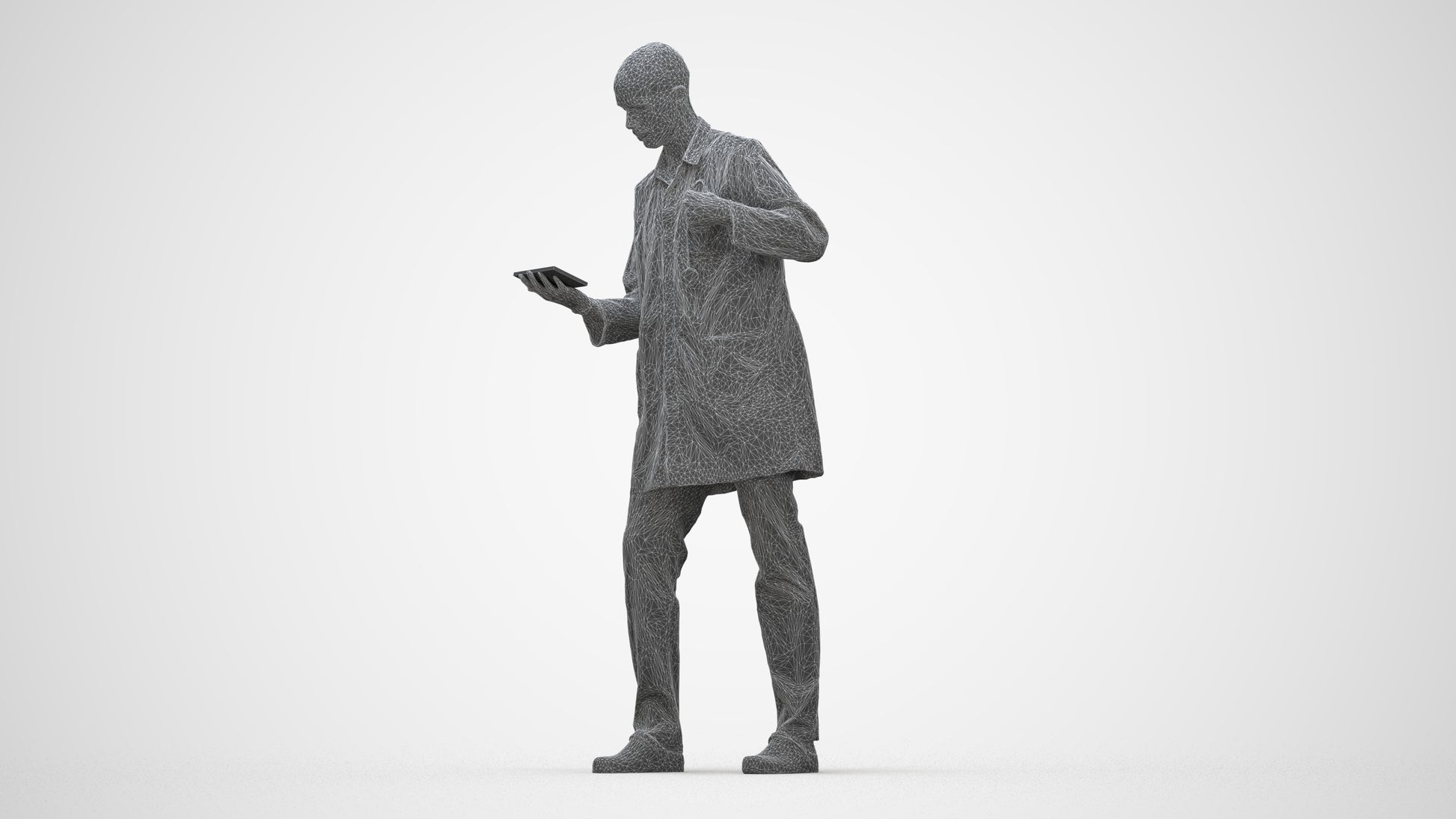 photogrammetry 3D man medical, realistic human model archviz FBX, wireframe back view