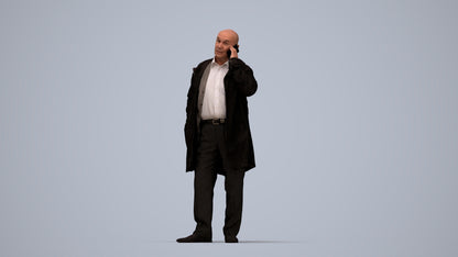 realistic 3D people senior man business standing, render-ready for V-Ray and Corona, FBX OBJ, top-down view render