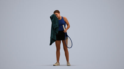 3D human model girl sport, photogrammetry scanned person for archviz, standing pose render