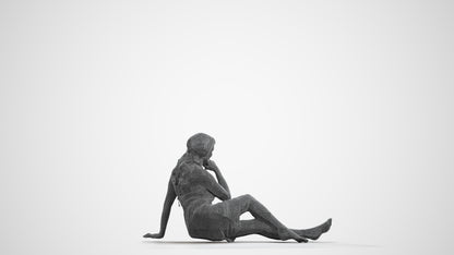 3D people model woman pool, scanned human for 3ds Max rendering, wireframe front view