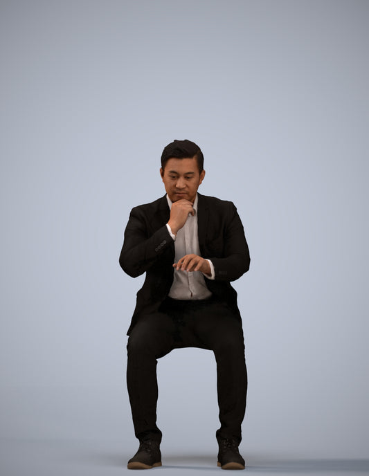 3D people model man business, scanned human for 3ds Max rendering