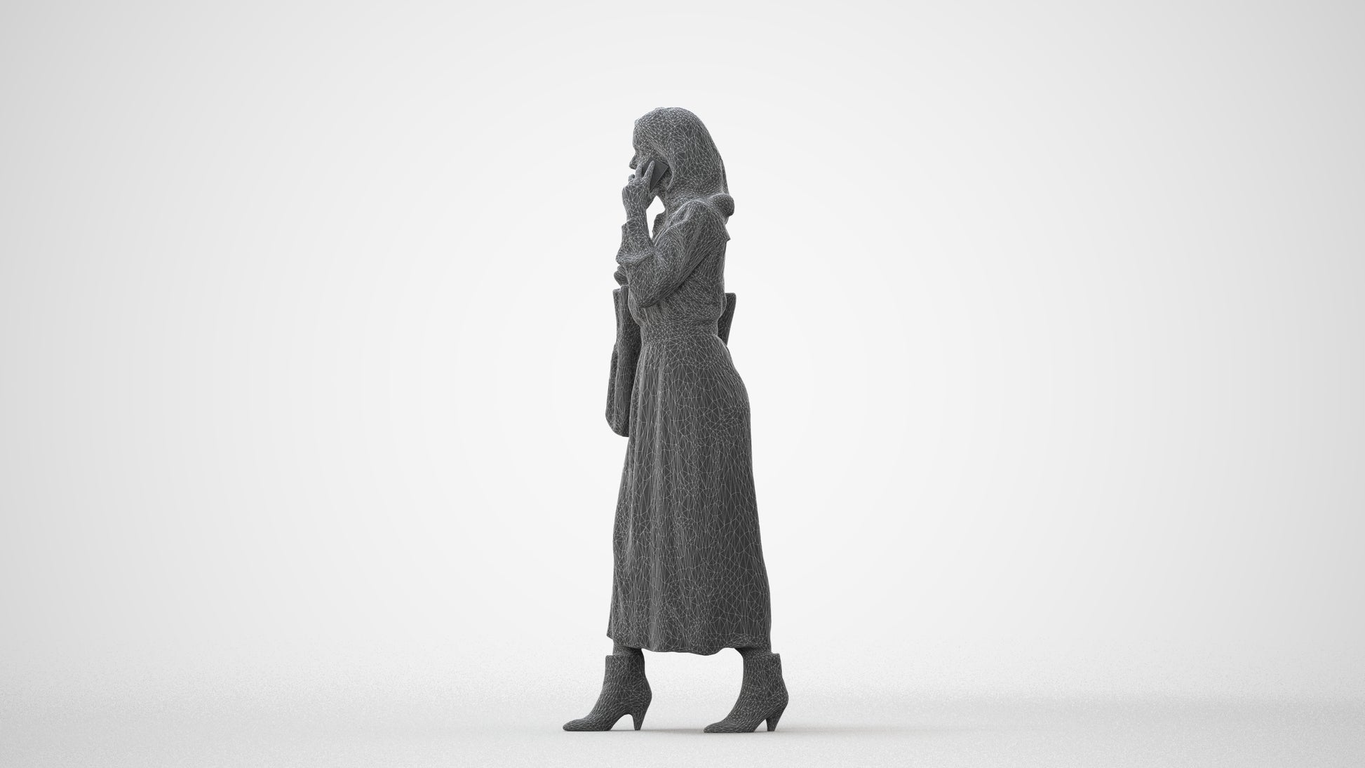 3D human model woman casual walking, photogrammetry scanned person for archviz, square thumbnail