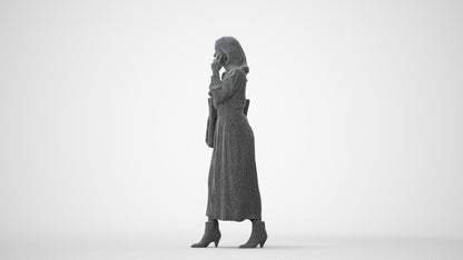 3D human model woman casual walking, photogrammetry scanned person for archviz, square thumbnail