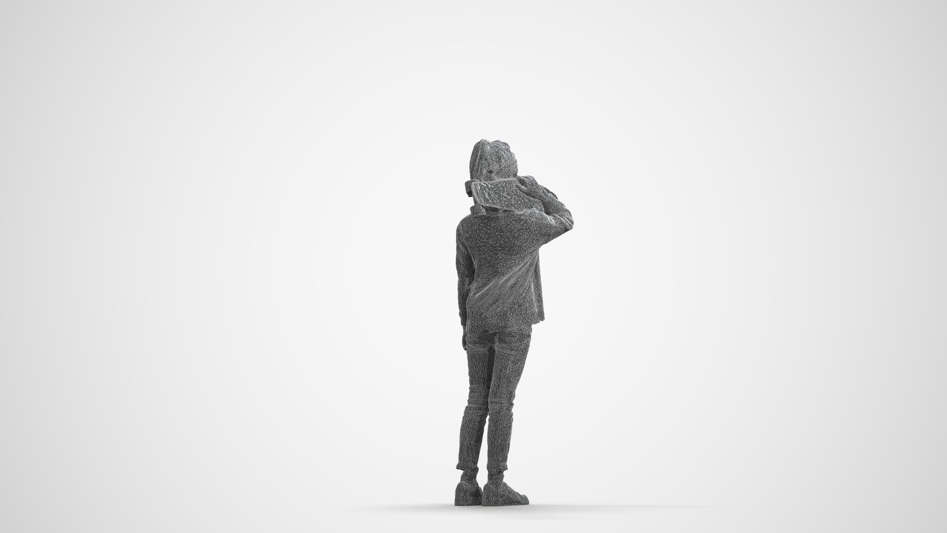 realistic 3D human girl casual kids, archviz people FBX OBJ for Blender, wireframe front view