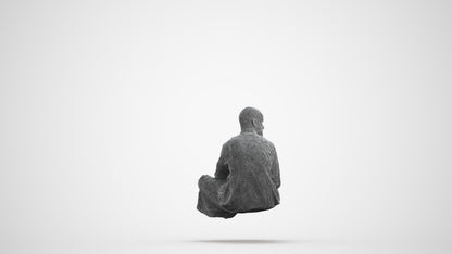 realistic 3D man casual sitting, scanned archviz people for Blender and 3ds Max, wireframe front view