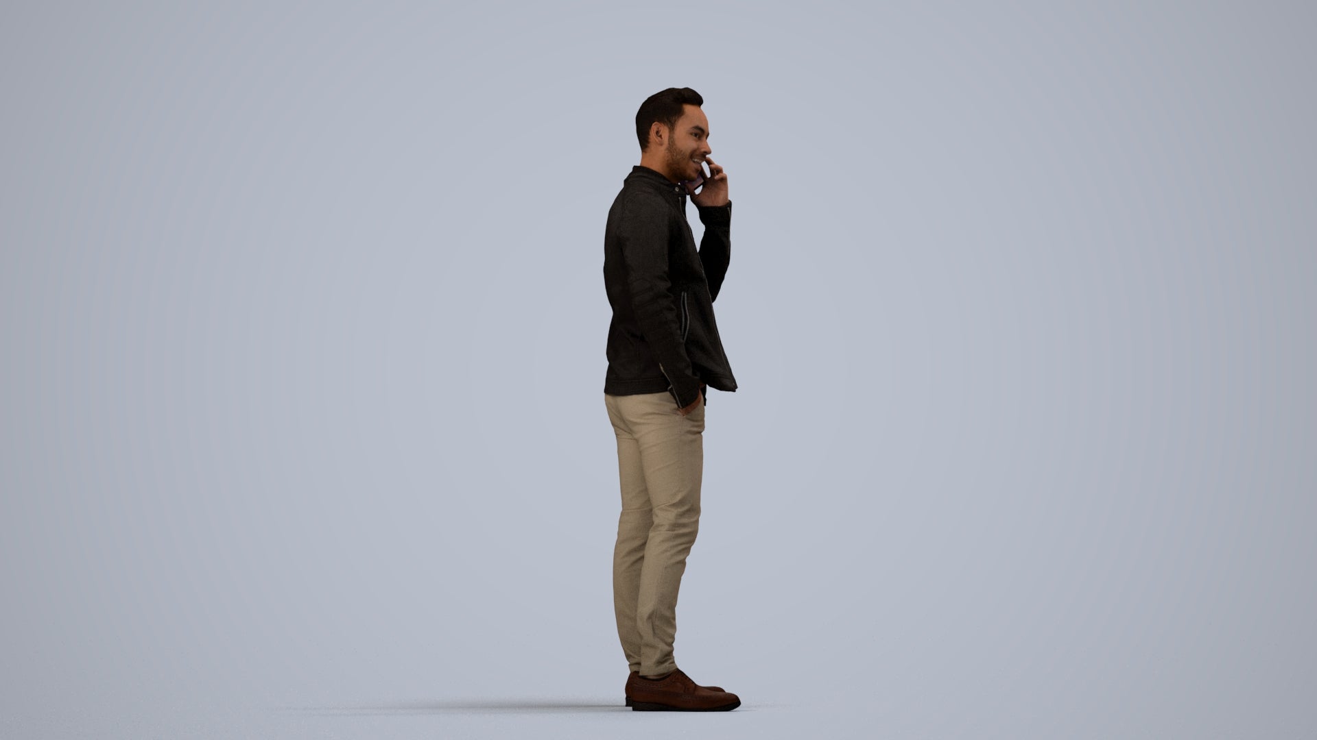 photogrammetry 3D man business standing, realistic human model archviz FBX, side view render