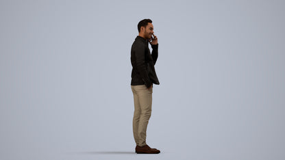 photogrammetry 3D man business standing, realistic human model archviz FBX, side view render