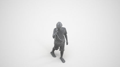 3D human model boy casual kids, photogrammetry scanned person for archviz, wireframe three-quarter view