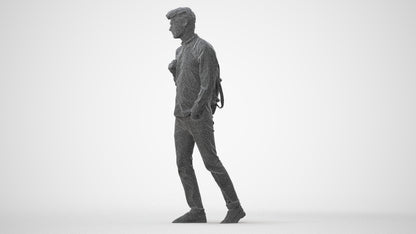 scanned 3D man casual walking, photogrammetry people for Enscape and V-Ray, square thumbnail