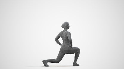 realistic 3D human woman sport, archviz people FBX OBJ for Blender, wireframe side view