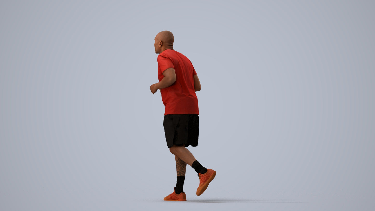 3D scanned man sport, photorealistic archviz people for Enscape and SketchUp, three-quarter view render