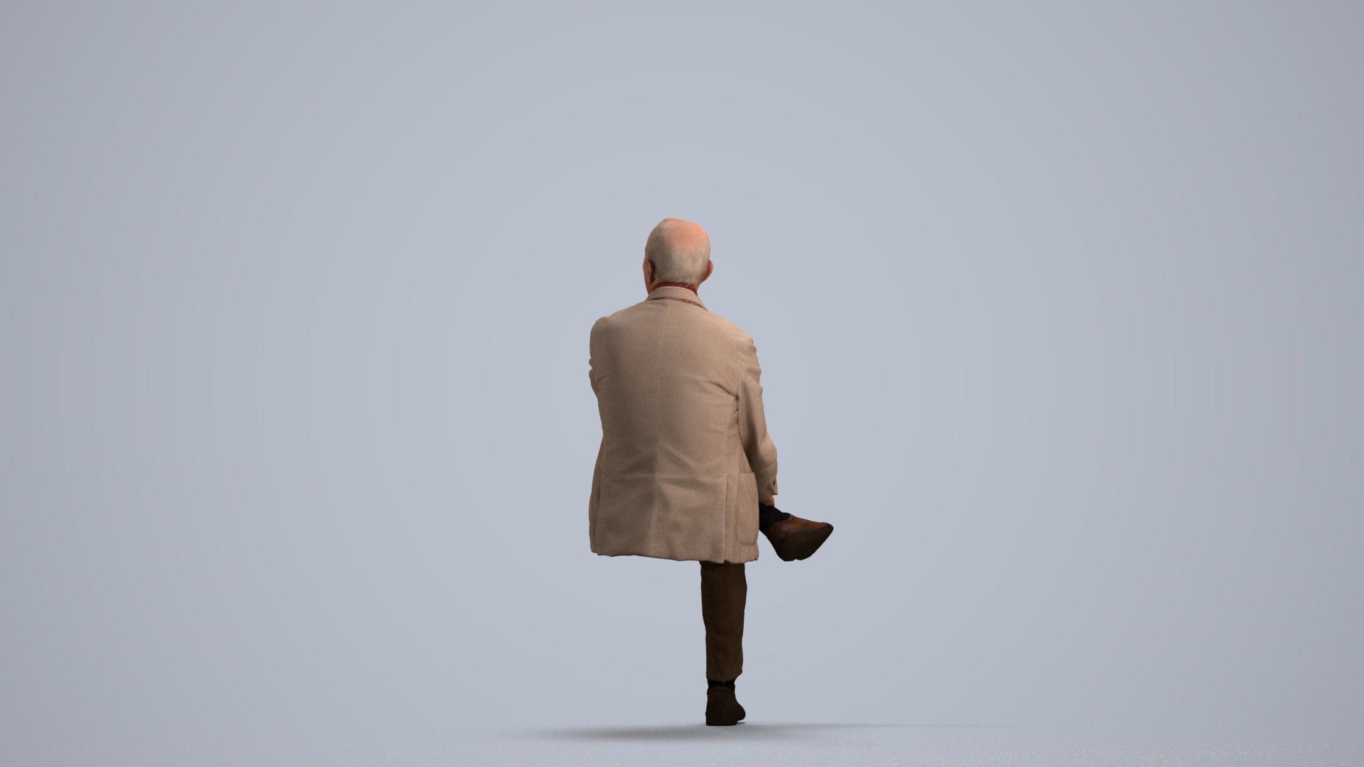 scanned 3D senior man business sitting, photogrammetry people for Enscape and V-Ray, front view render