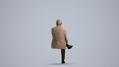 scanned 3D senior man business sitting, photogrammetry people for Enscape and V-Ray, front view render