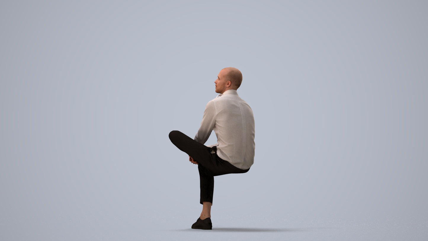 scanned 3D man business, photogrammetry people for Enscape and V-Ray, three-quarter view render