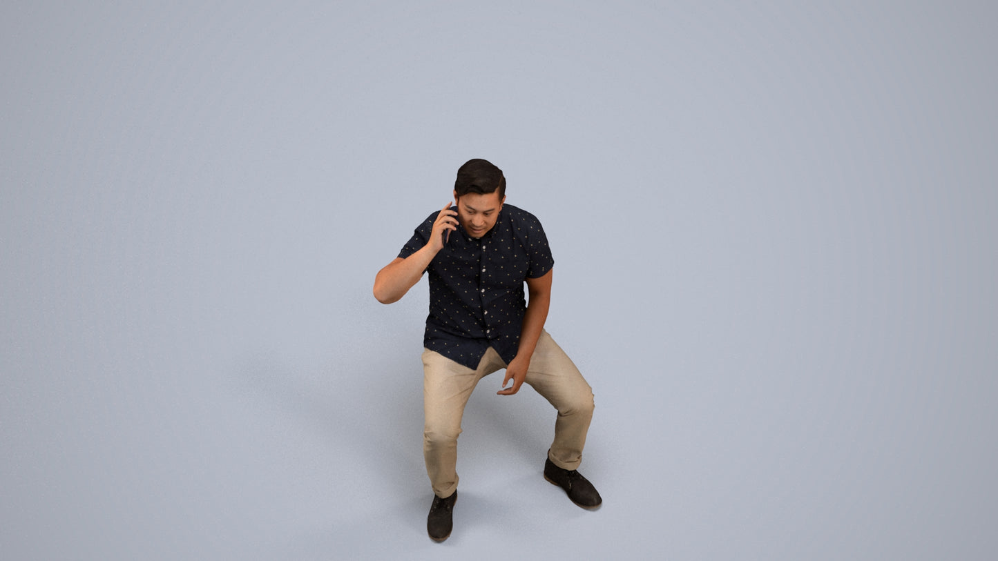 3D human model man business, photogrammetry scanned person for archviz, back view render