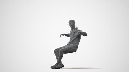 realistic 3D man casual sitting, scanned archviz people for Blender and 3ds Max, square thumbnail