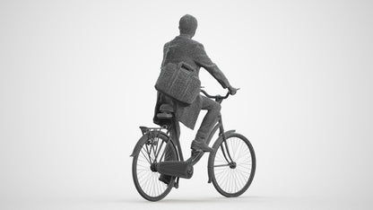 realistic 3D human man business cycling, archviz people FBX OBJ for Blender, wireframe front view