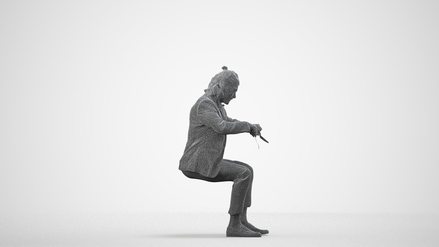3D scanned man formalaffairs casual, photorealistic archviz people for Enscape and SketchUp, wireframe side view