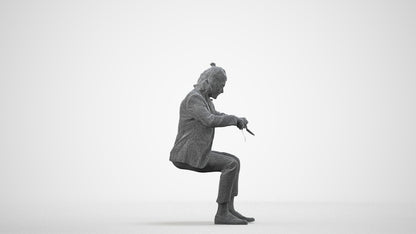 3D scanned man formalaffairs casual, photorealistic archviz people for Enscape and SketchUp, wireframe side view