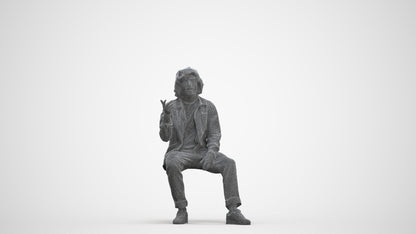 realistic 3D man casual sitting, scanned archviz people for Blender and 3ds Max, three-quarter front view render