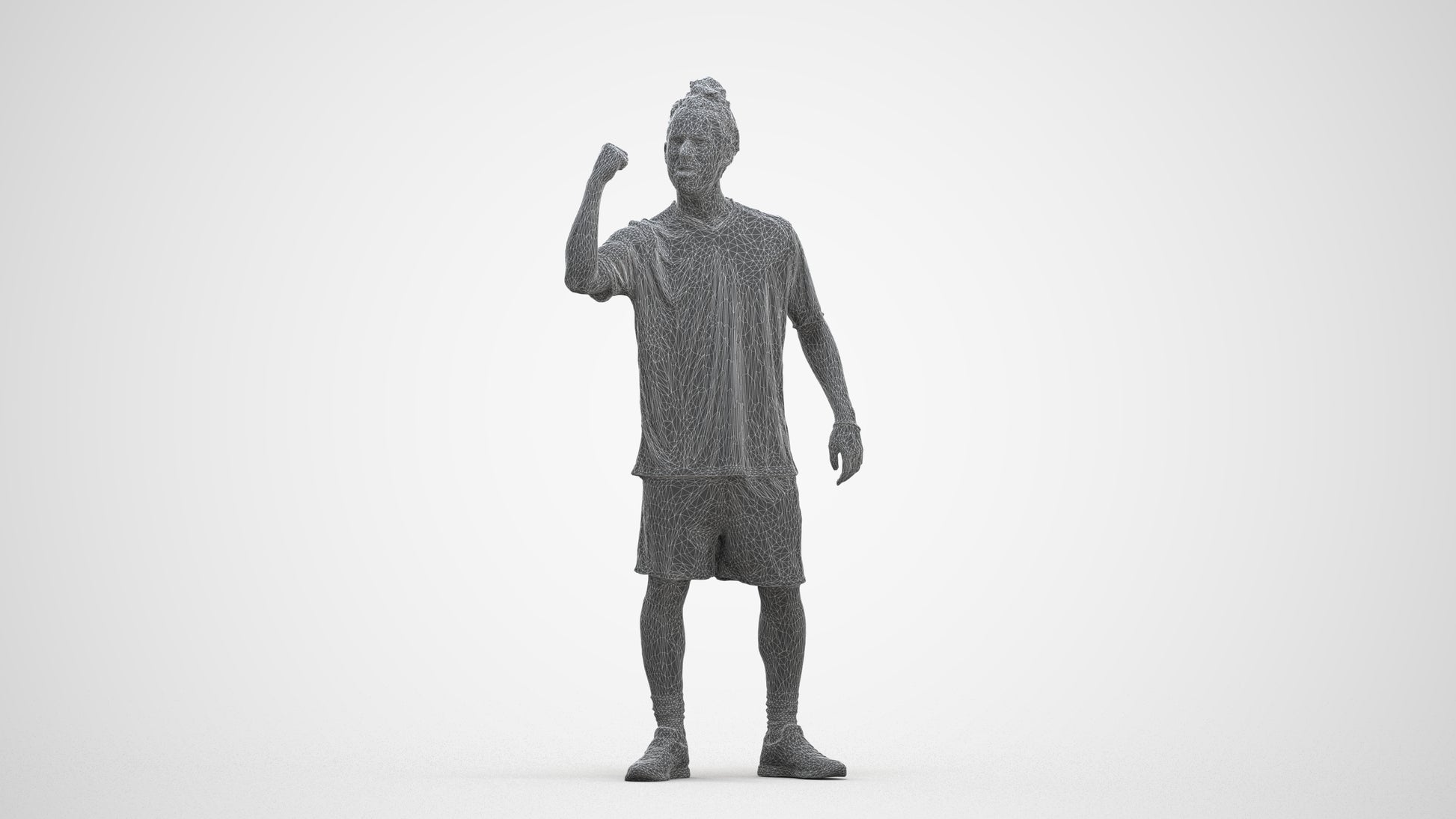 3D people model man sport, scanned human for 3ds Max rendering, three-quarter front view render