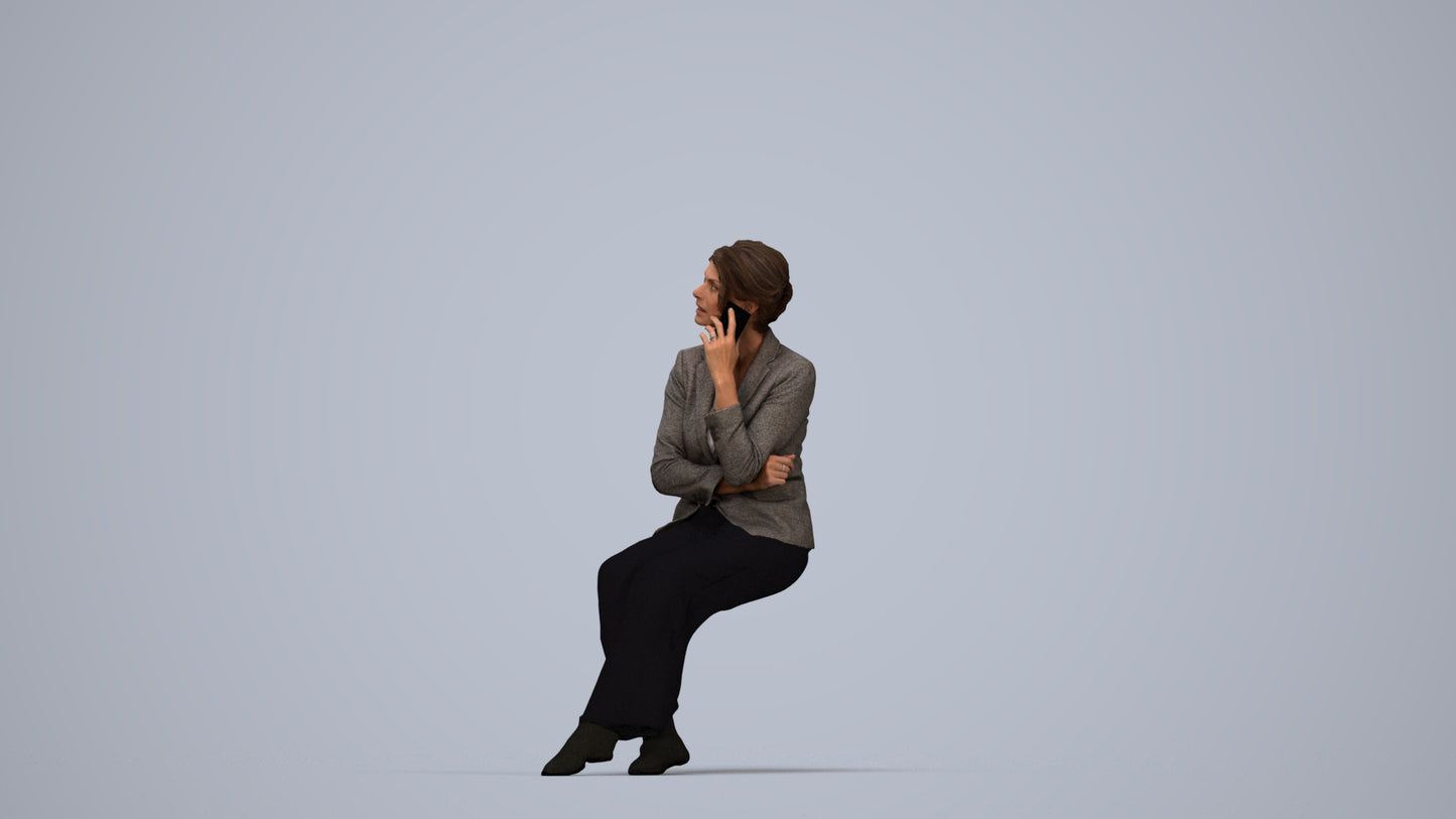 photogrammetry 3D woman business, realistic human model archviz FBX, top-down view render