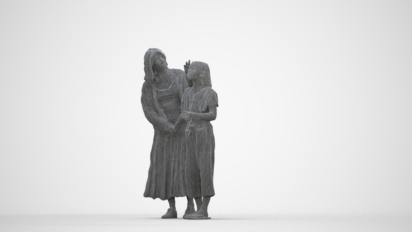 3D people model girl casual kids, scanned human for 3ds Max rendering, wireframe back view