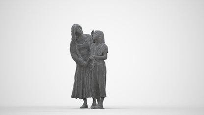 3D people model girl casual kids, scanned human for 3ds Max rendering, wireframe back view