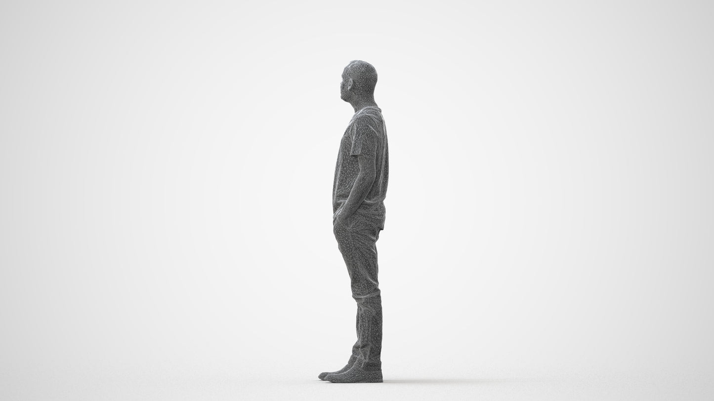 3D people model man casual standing, scanned human for 3ds Max rendering, square thumbnail