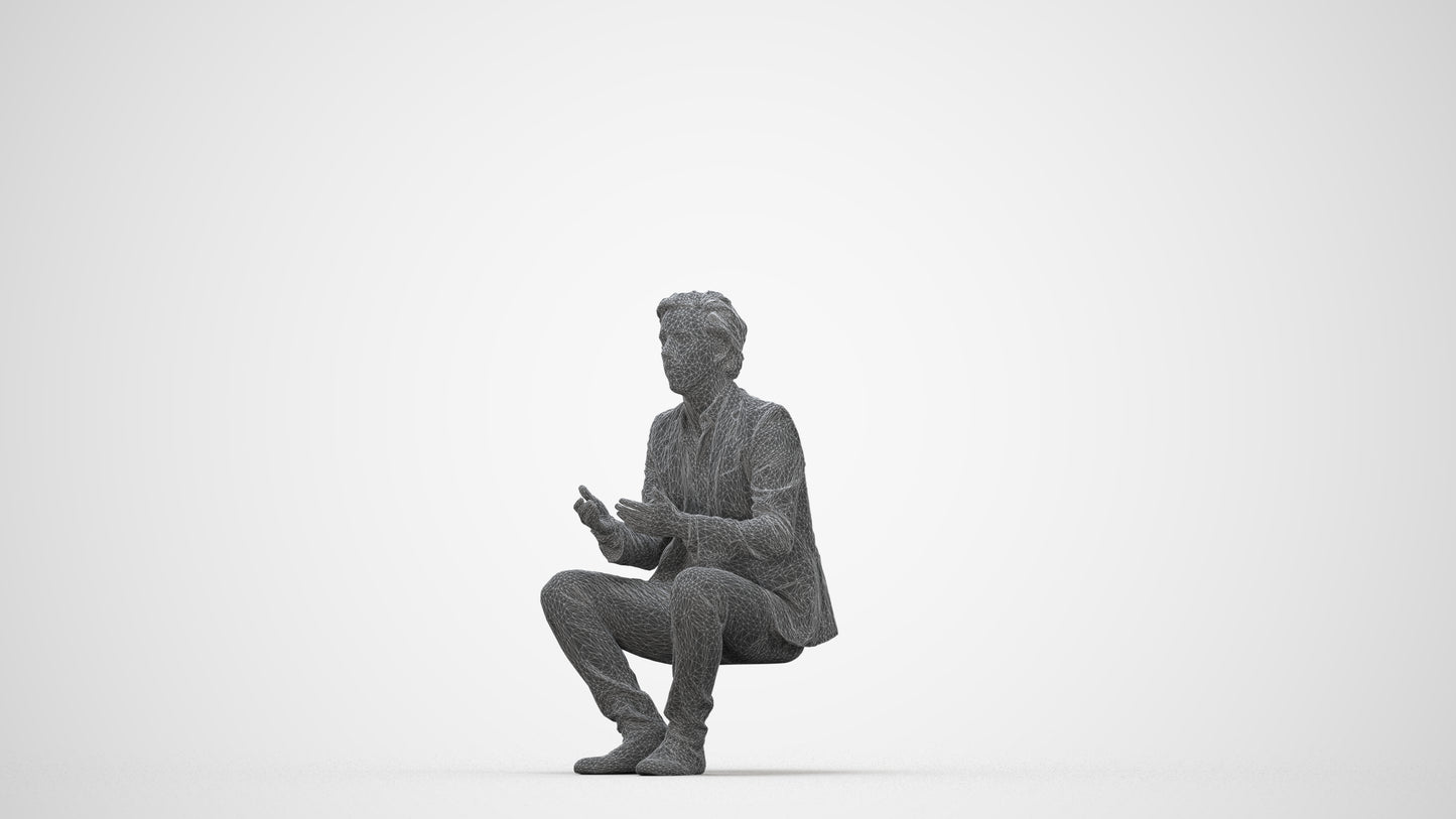 realistic 3D people man business, render-ready for V-Ray and Corona, FBX OBJ, wireframe back view