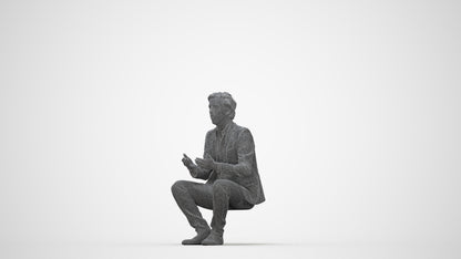 realistic 3D people man business, render-ready for V-Ray and Corona, FBX OBJ, wireframe back view