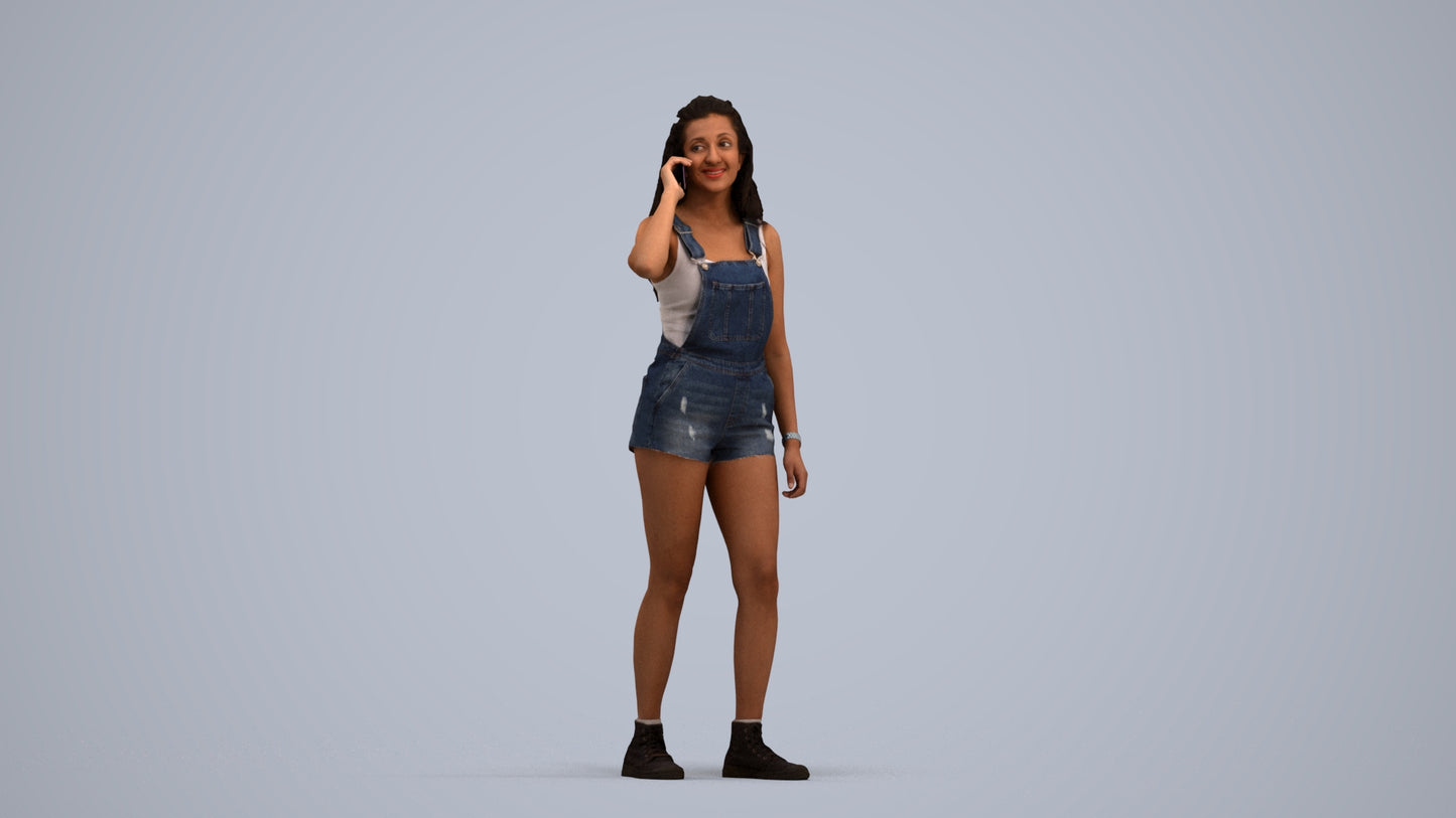 realistic 3D woman casual standing, scanned archviz people for Blender and 3ds Max, standing pose render