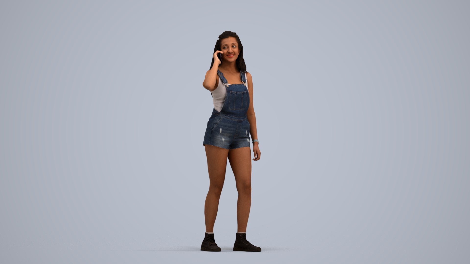 realistic 3D woman casual standing, scanned archviz people for Blender and 3ds Max, standing pose render