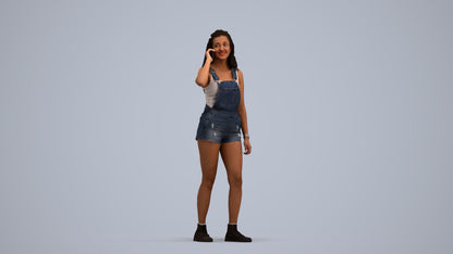 realistic 3D woman casual standing, scanned archviz people for Blender and 3ds Max, standing pose render