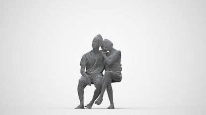 scanned 3D woman sitting, photogrammetry people for Enscape and V-Ray, wireframe back view