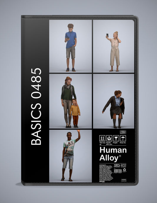 scanned 3D people kids collection, 5 photogrammetry models for Enscape and V-Ray