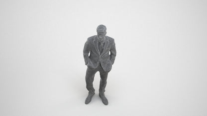 realistic 3D man business, scanned archviz people for Blender and 3ds Max, wireframe three-quarter view