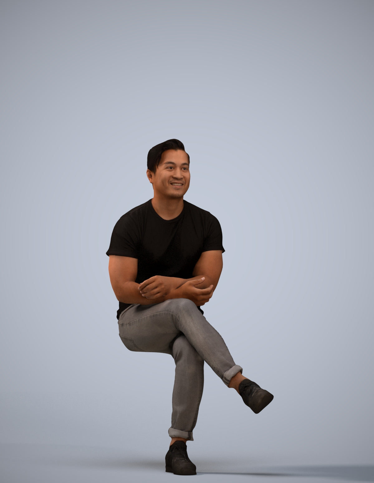 realistic 3D people man casual sitting, render-ready for V-Ray and Corona, FBX OBJ