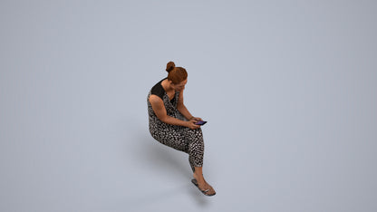 realistic 3D people woman casual sitting, render-ready for V-Ray and Corona, FBX OBJ, back view render