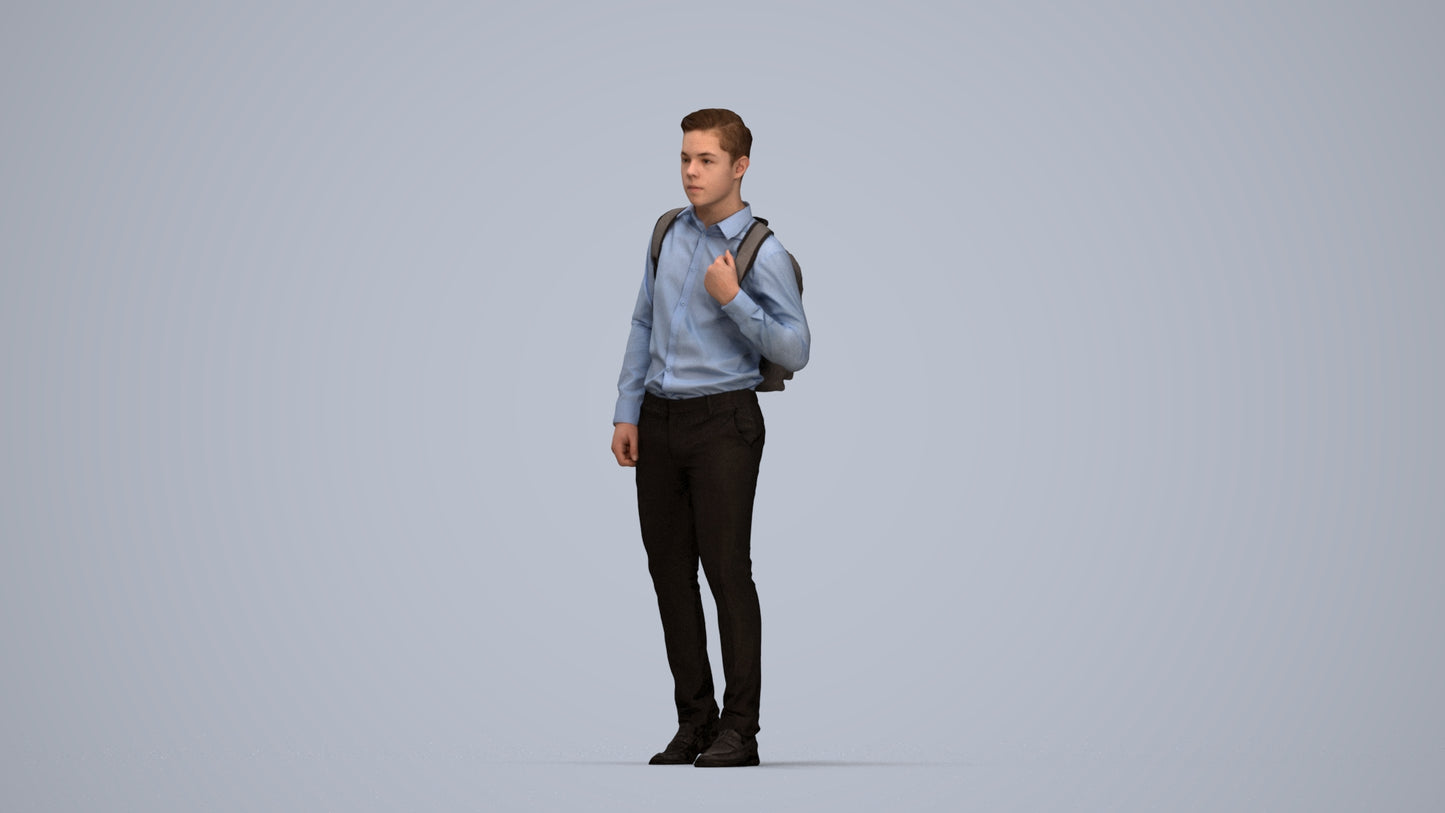 realistic 3D people boy kids, render-ready for V-Ray and Corona, FBX OBJ, top-down view render