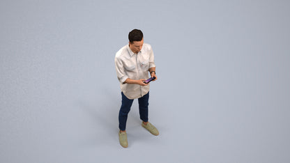 3D people model man casual standing, scanned human for 3ds Max rendering, back view render