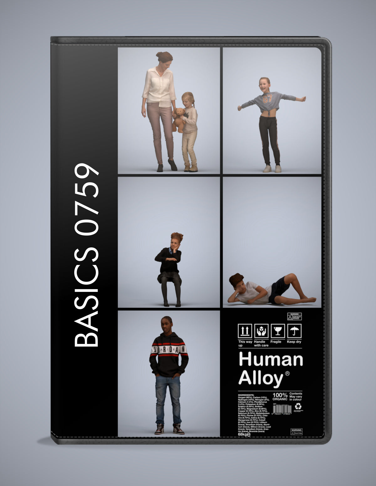 scanned 3D people kids collection, 5 photogrammetry models for Enscape and V-Ray