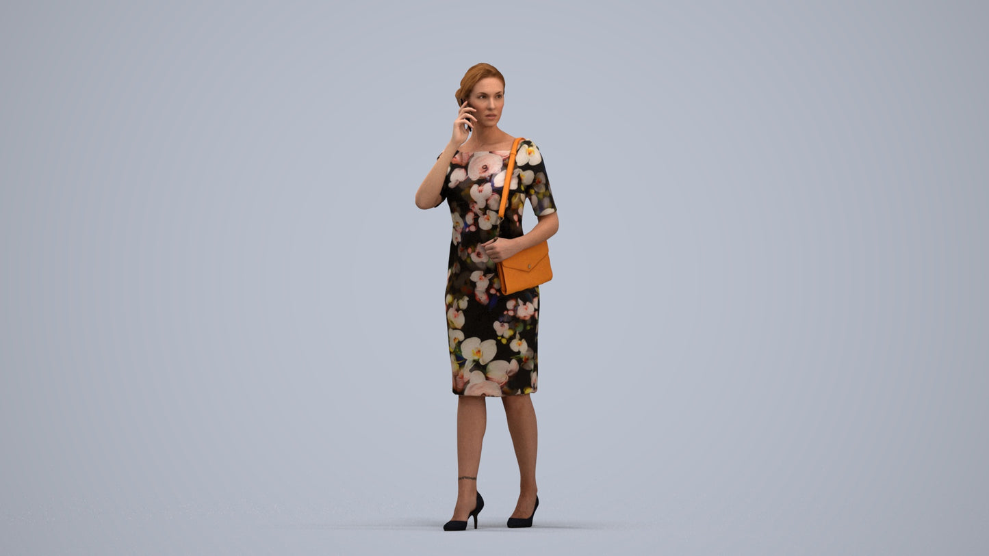 photogrammetry 3D woman casual standing, realistic human model archviz FBX, standing pose render